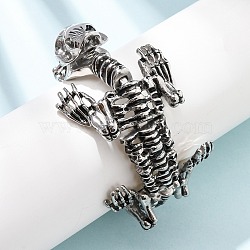 304 Stainless Steel Link Chain Bracelets for Women Men, Lizard, Antique Silver, Inner Diameter: 2.56 inch(6.5cm)(BJEW-P386-06AS)