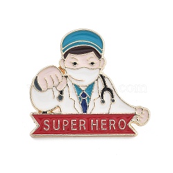 Medical Theme Enamel Pins, Golden Alloy Brooches for Backpack Clothes, Dactor, 25x28mm(JEWB-K024-03B-G)