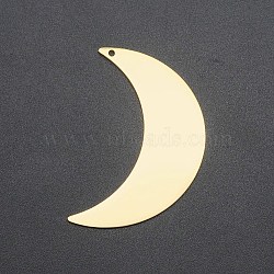 201 Stainless Steel Pendants, Laser Cut, Moon, Golden, 44x29x1mm, Hole: 1.6mm(STAS-R111-LA204)