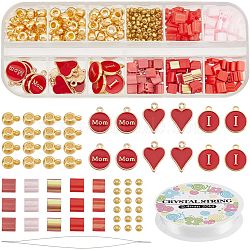 Nbeads DIY Mother's Day Bracelet Making Kits, Including Round & Rectangle Glass Seed Beads, Heart Alloy Enamel Charms, Golden, 469Pcs/bag(DIY-NB0007-73)