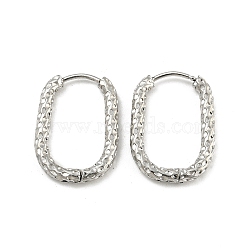 Non-Tarnish 304 Stainless Steel Hoop Earring, Rectangle, Stainless Steel Color, 21.5x16mm(STAS-A091-17B-P)