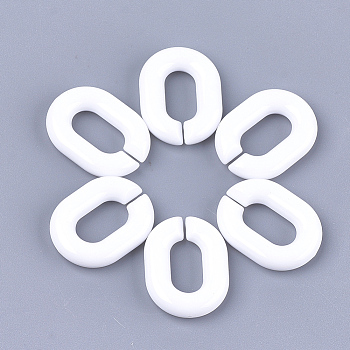 Acrylic Linking Rings, Quick Link Connectors, For Jewelry Chains Making, Oval, White, 19x14x4.5mm, Hole: 11x5.5mm, about 680pcs/500g