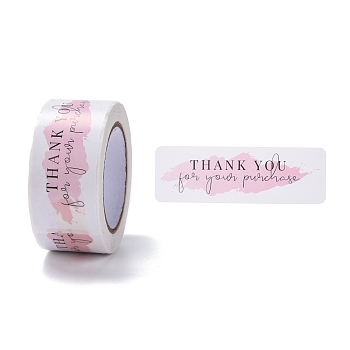 Pink Rectangle Paper Thank You Stickers, Paw Print with Word, Self-Adhesive Gift Tag Labels Youstickers, Word, 6x2.75cm, 500pcs/roll