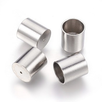 201 Stainless Steel Cord Ends, End Caps, Column, Stainless Steel Color, 10x9mm, Hole: 0.8mm