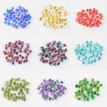 Transparent Spray Painted Resin Charms, teardrop, Mixed Color, 7x4.5~5mm, Hole: 1mm