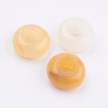 Natural Topaz Jade European Beads, Large Hole Beads, Rondelle, 12x6~7mm, Hole: 5mm