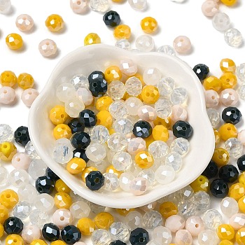 Glass Beads, Faceted, Rondelle, Old Lace, 8x6mm, Hole: 1mm, about 145pcs/60g