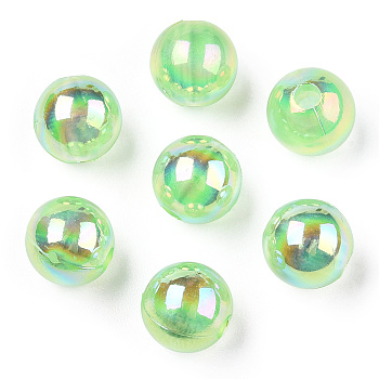 Transparent Acrylic Beads, AB Colors Plated, Round, Pale Green, 8mm, Hole: 2mm, about 2100pcs/500g