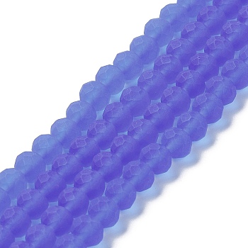 Transparent Glass Beads Strands, Faceted, Frosted, Rondelle, Medium Purple, 10mm, Hole: 1mm