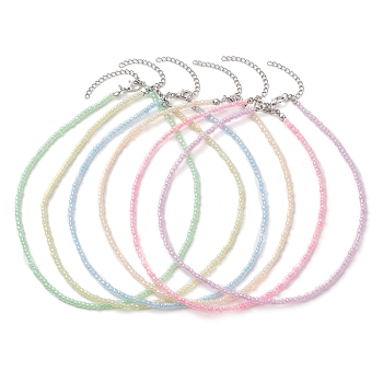 Glass Seed Bead Necklaces, with 304 Stainless Steel Ends Chains, Mixed Color, 14.84 inch(37.7cm), about 6Pcs/Set