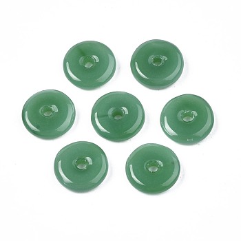 Imitation Jade Glass Beads, Peace Buckle, Sea Green, 10x3mm, Hole: 1.5x1.6mm