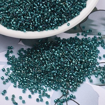 MIYUKI Delica Beads, Cylinder, Japanese Seed Beads, 11/0, (DB1769) Sparkling Aqua Green Lined Teal AB, 1.3x1.6mm, Hole: 0.8mm, about 2000pcs/10g