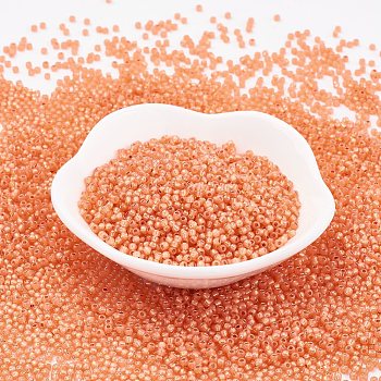 TOHO Japanese Seed Beads, Round, 11/0 , (2112) Silver Lined Milky Grapefruit, 2x1.5mm, Hole: 0.5mm, about 42000pcs/pound