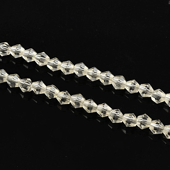 Transparent Glass Bead Strands, Faceted, Bicone, Clear, 4x4.5mm, Hole: 1mm, about 82~85pcs/strand, 30.5~31cm
