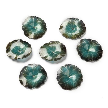 Leaf Bead Cap, for DIY Jewelry Making, Teal, 29~30x30~31x3.5mm, Hole: 1.4~1.6mm