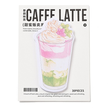 30 Sheets Sweet Sale Series Pad Sticky Notes, Sticker Tabs, for Office School Reading, Word Cafee Latte , Drink, 91x50x0.1mm