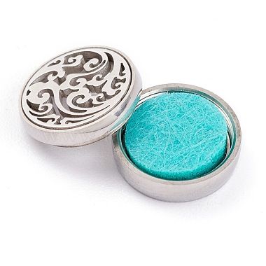 304 Stainless Steel Magnetic Diffuser Locket Aromatherapy Essential Oil Buckle(AJEW-M027-12P)-3