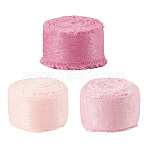 3 Rolls 3 Colors Polyester Frayed Fringe Ribbon, Raw Edge Wedding Ribbon for Gift Wrapping, Flower Bouquet Decoration, Mixed Color, 1 inch(25mm), about 5.47 Yards(5m)/Roll, 1 Roll/Color(OCOR-TA0003-81A)