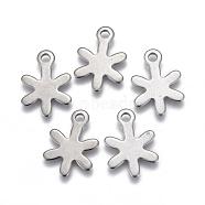 201 Stainless Steel Charms, Flower, Stainless Steel Color, 14x10x0.8mm, Hole: 1.5mm(STAS-F139-018P)