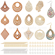 DIY Exaggeration Earring Making Kits, Including Wooden Big Pendants & Chandelier Component Links, Iron Earring Hooks, Iron & Brass Jump Rings and Plastic Ear Nuts, Mixed Color(DIY-PH0001-01)