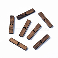 Walnut Wood Links/Connectors, Rectangle, Saddle Brown, 24x4.5x3mm, Hole: 1.5mm(X-WOOD-T023-12)