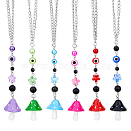 6Pcs 6 Colors Resin Mushroom/Evil Eye/Flower Pendant Decorations, for Home Car Hanging Decorations, Mixed Color, 190mm, 1pc/color(HJEW-DC0001-10)