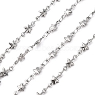 304 Stainless Steel Link Chains, Soldered, Decorative Star Chain, Stainless Steel Color, 5mm(CHS-K001-40)