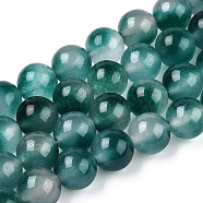 Two Tone Natural Jade Bead Strands, Dyed, Round, Teal, 8mm, Hole: 1mm, about 48pcs/strand, 14.9 inch(G-R165-8mm-05)