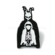 Black Alloy Brooches, Enamel Pins, for Backpack Cloth, Skull , Skull, 30x16x1.5mm(JEWB-O013-07EB)