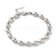 Non-Tarnish 304 Stainless Steel Rice Beaded Bracelets for Women, Stainless Steel Color, 7-1/2 inch(19cm)(BJEW-B092-06P)