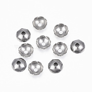 304 Stainless Steel Bead Caps, Flower, Multi-Petal, Stainless Steel Color, 8x2.8mm, Hole: 2mm(STAS-H396-16P)