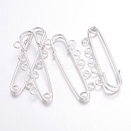 Iron Kilt Pins, Brooch Findings, Silver Color Plated, 16x50mm, Hole: 3mm(X-IFIN-E352-1)