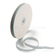 100 Yards Polka Dot Print Nylon Ribbons, Flat, Deep Sky Blue, 3/8 inch(10mm), about 100 Yards/Roll(OCOR-G014-01A)