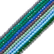 Faceted(32 Facets) Glass Beads Strands, Round, Mixed Color, 4mm, Hole: 1mm, about 99~107pcs/strand, 14.09~15.43''(35.8~39.2cm)(EGLA-J042-36A-M)