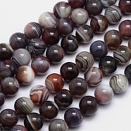 Round Natural Botswana Agate Bead Strands, 12mm, Hole: 1mm, about 32pcs/strand, 15.5 inch(G-I166-02-12mm)