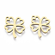 201 Stainless Steel Charms, Laser Cut, Clover, Golden, 14x12x1mm, Hole: 1.2mm(STAS-Q240-036G)