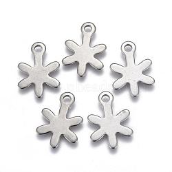 Tarnish Resistant 201 Stainless Steel Charms, Flower, Stainless Steel Color, 14x10x0.8mm, Hole: 1.5mm(STAS-F139-018P)