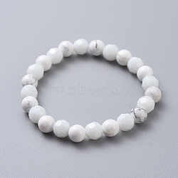 Synthetic Turquoise Beads Stretch Bracelets, with Glass Beads, White, 50mm(BJEW-JB05003-03)