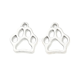 Tibetan Style Alloy Pendants, Dog Series Charms, Antique Silver, Paw Print, 19.5x16.5x1.5mm, Hole: 2mm(PALLOY-A037-03D-AS)