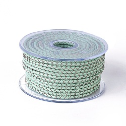 Braided Cowhide Cord, Leather Jewelry Cord, Jewelry DIY Making Material, Aquamarine, 3mm, about 21.87 yards(20m)/roll(WL-I004-3mm-B-01)