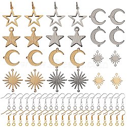 Dangle Earrings DIY Making Kit, Including 24Pcs 12 Style Brass Pendants & Links, Iron Jump Rings & Earring Hooks, Mixed Color, Pendant: 12~26.5x10~22.5x0.5~1mm, Hole: 1.2~5mm, 2pcs/style(DIY-SZ0006-29)