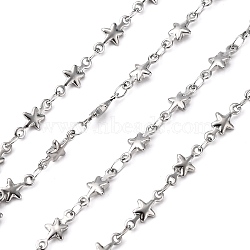 304 Stainless Steel Link Chains, Soldered, Decorative Star Chain, Stainless Steel Color, 5mm(CHS-K001-40)