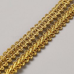 Polyester Metallic Braid Lace Trim, Clothes Accessories, Goldenrod, 3/8 inch(10mm), about 20m/bundle(OCOR-WH0089-22A)