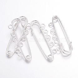 Iron Kilt Pins, Brooch Findings, Silver Color Plated, 16x50mm, Hole: 3mm(X-IFIN-E352-1)