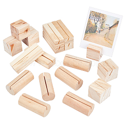 Elite 18Pcs 3 Style Cube & Rectangle & Column Pinewood Name Card Holder, Business Card Holder, BurlyWood, 29.5~70x22~30x16.5~30mm, 6pcs/style(ODIS-PH0001-34)