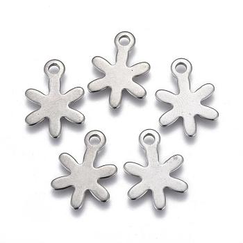 201 Stainless Steel Charms, Flower, Stainless Steel Color, 14x10x0.8mm, Hole: 1.5mm