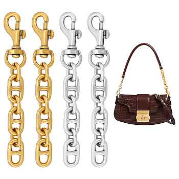 4Pcs 2 Colors Alloy Bag Extension Chains, with Alloy Swivel Clasps, Mixed Color, 11.8cm, 2pcs/color