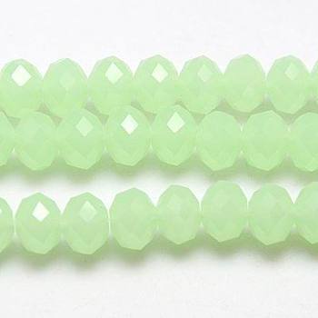 Imitation Jade Glass Bead Strands, Faceted, Rondelle, Pale Green, 3.5x2.5~3mm, Hole: 1mm, about 139pcs/strand, 14 inch