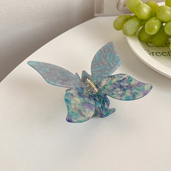 Cellulose Acetate Claw Hair Clips, Butterfly, Sky Blue, 115x95mm