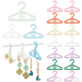 Elite 50Pcs 10 Colors Mini Acrylic Earring Hanger, Earring Display Accessories, for Earring Organizer Holder, Mixed Color, Peace Sign, 3.9x5.45x0.3cm, Hole: 2mm, 5pcs/color